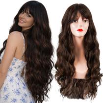 Peruca Longa Ondulada Estilo Salão Com Caimento Natural