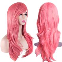 Peruca Longa Ondulada Rosa 70cm - Cabelo Sintético AKStore