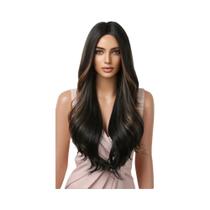 Peruca Longa Rosa Com Ondas Para Cosplay Feminino, Parte Central, Resistente Ao Calor, Aparência