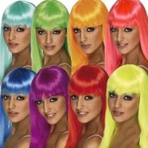 Peruca Longa Sintética Colorida Fantasia Cosplay