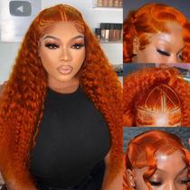 Peruca LRV Ginger Deep Wave, 30 polegadas, renda frontal, cabelo humano