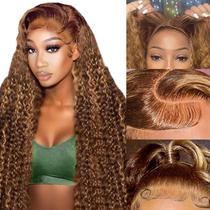Peruca LuAija Wear and Go, cabelo humano sem cola, 70 cm, ondulado, ombre