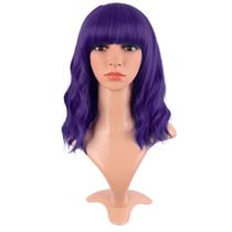 Peruca MapOfBeauty Short Wavy Curly 35 cm roxa escura sintética