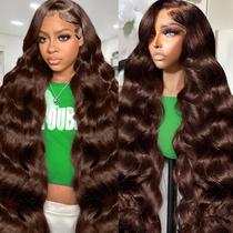 Peruca marrom chocolate CUMASE 250 Density Body Wave, 13x6 perucas frontais de renda, cabelo humano pré-arrancado, cabelo humano 100% real, peruca marrom 4 para mulheres de 26 polegadas