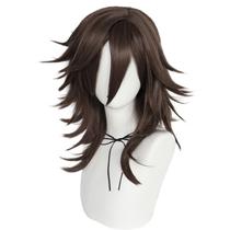 Peruca marrom em camadas, cabelo sintético de 18 polegadas, estilo anime fofo Peruca marrom em camadas, cabelo sintético de 18 polegadas, estilo anime fofo