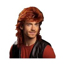 Peruca Marrom Mullet Para Homens HAIRJOY Cabelo Sintético Engraçada Estilo Pop Rock Joe Dirt Anos 70