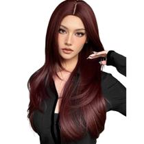 Peruca Marsala Longa 70cm Fibra Bio Orgânica