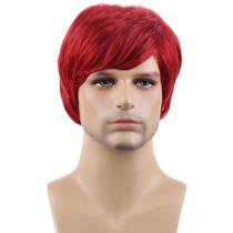 Peruca masculina BERON vermelha curta reta resistente ao calor sintética