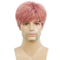 Peruca masculina de cabelo sintético em camadas rosa Wig Tseses
