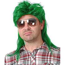 Peruca masculina de tainha verde ondulada Baruisi resistente ao calor