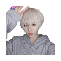 Peruca Masculina Sintética Curta Lisa Marrom Resistente Ao Calor Respirável Para Cosplay E Festas Peruca Masculina Sintética Curta Lisa Marrom Resistente Ao Calor Respirável Para Cosplay E Festas