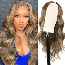Peruca Mayouda Highlight V Part Body Wavy 60cm de cabelo sintético Peruca Mayouda Highlight V Part Body Wavy 60cm de cabelo sintético
