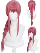 Peruca meio a meio longa, rosa vermelha, rosa, cabelo sintético 70cm