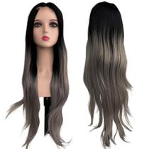 Peruca Mini Lace ao Meio Futura Ombre Platinada Preta Cinza Peruca Mini Lace ao Meio Futura Ombre Platinada Preta Cinza