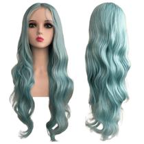 Peruca Mini Lace Meio Lisa Ondulada Futura Azul Claro Bebê Peruca Mini Lace Meio Lisa Ondulada Futura Azul Claro Bebê