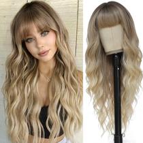 Peruca MINSEEYOO Ombre Blonde sintética 66 cm com franja para mulheres Peruca MINSEEYOO Ombre Blonde sintética 66 cm com franja para mulheres