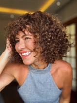 Peruca Miolo Lace Cabelo Humano July Lux Morena Iluminada F4/30 - Estilo Cacheado e Confortável