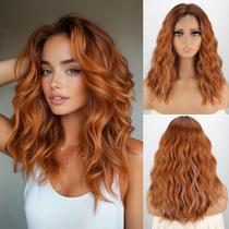 Peruca MISSQUEEN Ombre Ginger Wavy Synthetic 45cm para mulheres Peruca MISSQUEEN Ombre Ginger Wavy Synthetic 45cm para mulheres