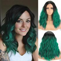 Peruca MISSQUEEN Ombre Verde Ondulada Short Bob 46cm Sintética Peruca MISSQUEEN Ombre Verde Ondulada Short Bob 46cm Sintética