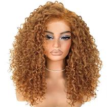 Peruca MITIMES Honey Blonde Curly Sintética HD Lace Frontal