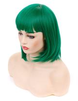 Peruca Morvally Short Straight Neat Bangs Bob 30 cm verde