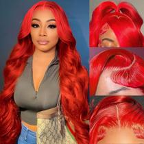 Peruca mululi vermelha, cabelo humano de 30 polegadas, renda frontal com 200% de densidade Peruca mululi vermelha, cabelo humano de 30 polegadas, renda frontal com 200% de densidade