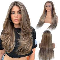 Peruca Munx Highlight Blonde Lace Front 100% cabelo humano 24 polegadas