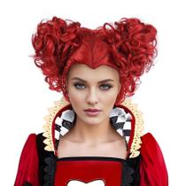 Peruca MUPUL Red Queen com coroa para meninas e mulheres