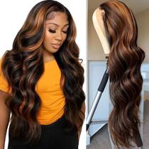 Peruca MUZOJET 66 cm 1B/30 Ombre Balayage Lace Front Cabelo Humano