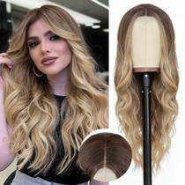 Peruca NAYOO Long Ombre Blonde Wavy 66 cm para mulheres sintética