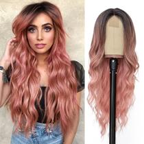 Peruca NAYOO Long Ombre Rosa Ondulada 66 cm Sintética Resistente ao Calor