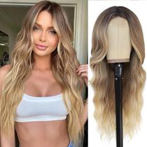 Peruca NAYOO Ombre Blonde Sintética 70cm com parte central Peruca NAYOO Ombre Blonde Sintética 70cm com parte central