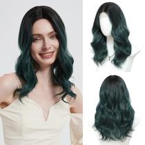 Peruca Niceone Hair Ombre Verde Escuro Sintética 18 polegadas Ondulada