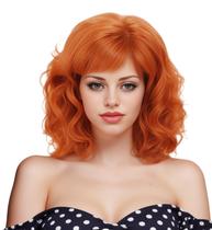 Peruca NJJYXH Vintage Ginger 40 cm Cobre Vermelho Ondulado Sintética Peruca NJJYXH Vintage Ginger 40 cm Cobre Vermelho Ondulado Sintética