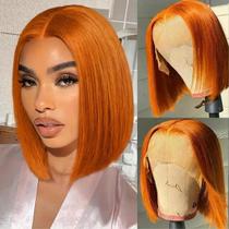 Peruca OLFORY Ginger Orange Bob 30cm Cabelo humano 180% de densidade
