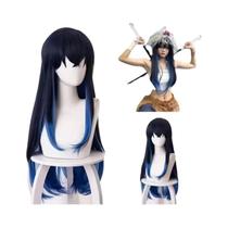 Peruca Ombre Azul Hashibira Inosuke Cabelo Longo Liso Cosplay Demon Slayer Peruca Sintética Para