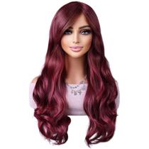 Peruca Ondulada Com Franja Lace Wig 70cm Organica