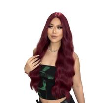 Peruca Ondulada Sem Franja Fibra Resistente E Natural