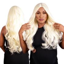 Peruca Ondulada sem Franja Loiro Claríssimo 65cm