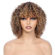Peruca OnePart 200% de densidade curta Kinky Curly Wave 30cm