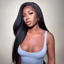 Peruca OQ Hair Kinky Straight V Part Human Hair 180% de densidade 22" Peruca OQ Hair Kinky Straight V Part Human Hair 180% de densidade 22"