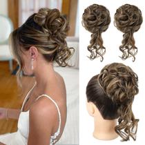 Peruca para coque de cabelo HOOJIH Messy Bun, 2 peças, marrom chocolate