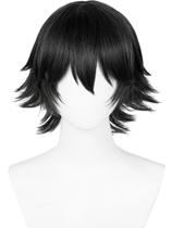 Peruca Peruca curta de anime preta Spiky, meio a meio, Ranpo