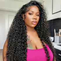 Peruca Pinketer 24" Ondulada Profunda Meio Peruca Cabelo Humano 200%