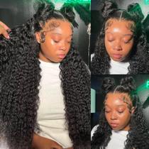 Peruca Pizazz 28 polegadas 12A brasileira Deep Wave HD de renda transparente