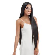Peruca Preta Lisa Longa 100cm Fibra Orgânica Super Natural