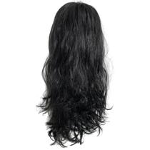 Peruca Preta Longa Ondulada Fantasia Halloween Carnaval Teatro Acessório Estilosa Versátil Confortável Glamurosa