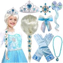Peruca Princesa Elsa Yosbabe Frozen Elsa Braid com luvas de colar de tiara