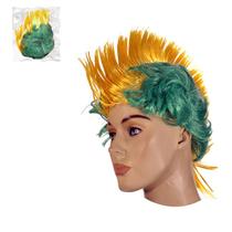 Peruca Punk Moicano Verde E Amarelo Copa Do Mundo Brasil Peruca Punk Moicano Verde E Amarelo Copa Do Mundo Brasil