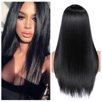 Peruca Quantum Love Long Straight 51 cm preta resistente ao calor